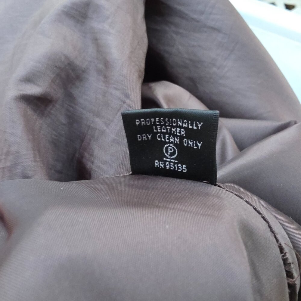 Lafayette 148 New York A line dark brown leather skirt with suede - Picture 8 of 8